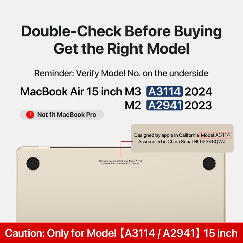 soonjet حافظةoonjet متوافقة مع جهاز MacBook Air 15 بوصة 2023 2024 New M3 M2 [مطابقة اللون الرسمي بنسبة 100%] [درع رفيع للغاية] غطاء حماية صلب غير لامع لجهاز الكمبيوتر المحمول طراز A3114 A2941 - ضوء النجوم شفاف - Image 3